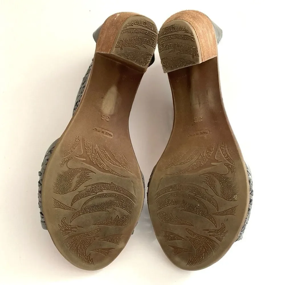 Sundance Gray Woven Leather Sandals 38 (US 7.5) Boho Chic Coastal